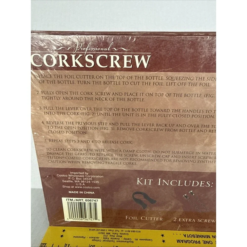 NEW Professional Corkscrew #656747 For Wine Bottles sealed Costco